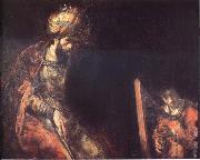 Rembrandt van rijn David Playing the Harp before Saul oil painting